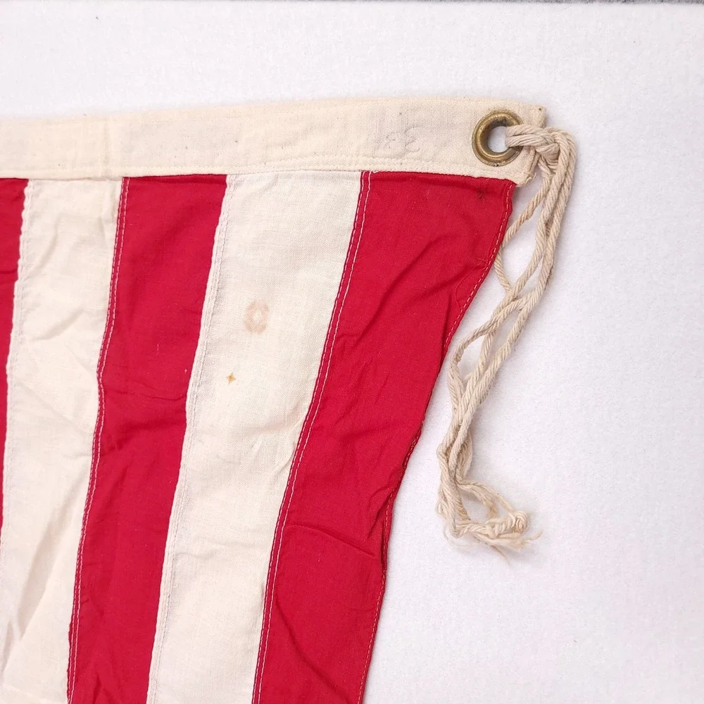 Vintage 48 Star American Flag Cotton Bunting Sewn Stripes 32x57‎ Americana WWII